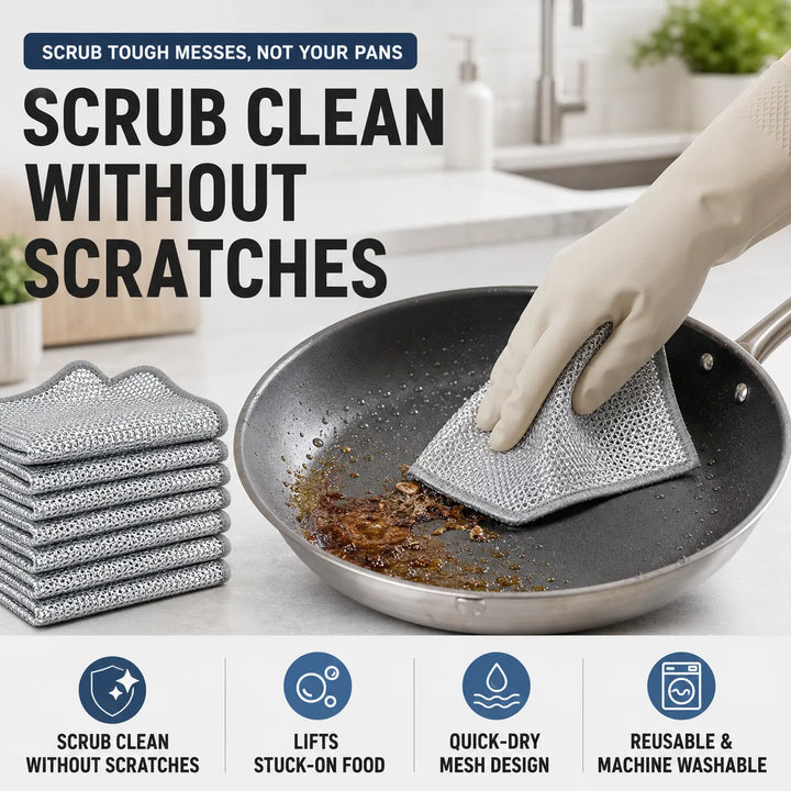 Diamond-Weave Scrub Cloths for Kitchen – Non-Scratch, Odor-Free, 10/30 Packs