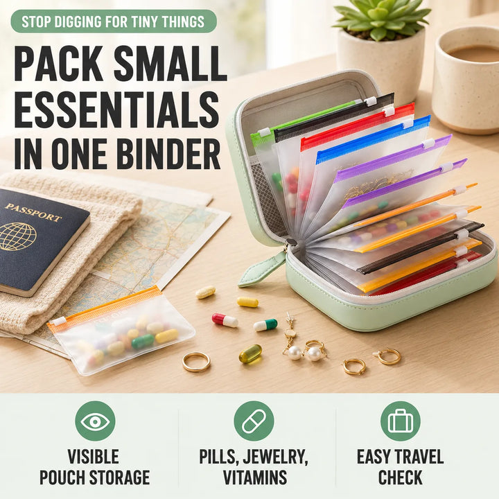 Travel Pill Organizer Binder – Vitamins, Jewelry &amp; Daily Essentials