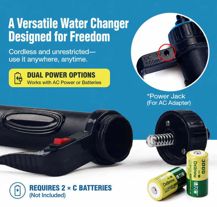 Electric Aquarium Gravel Cleaner - 3-in-1 Water Change &amp; Sand Wash