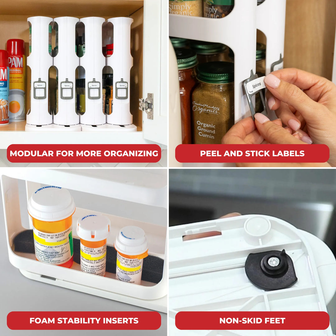 2-Tier Pull-Out Cabinet Organizer – Easy-Access Sliding Spice &amp; Medicine Rack - DHACTIVE 4