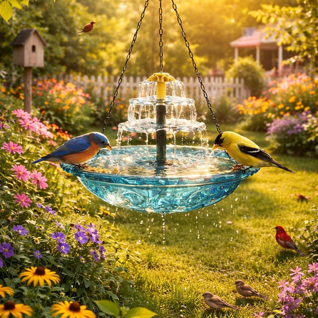 Solar Hanging Bird Bath Fountain – Backyard Sanctuary for Hummingbirds - DHACTIVE 4