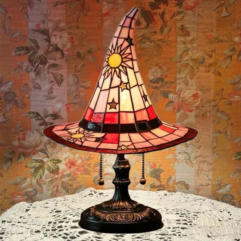 Vintage Witch Hat Stained-Glass Glow Ambient Night Light - DHACTIVE 6