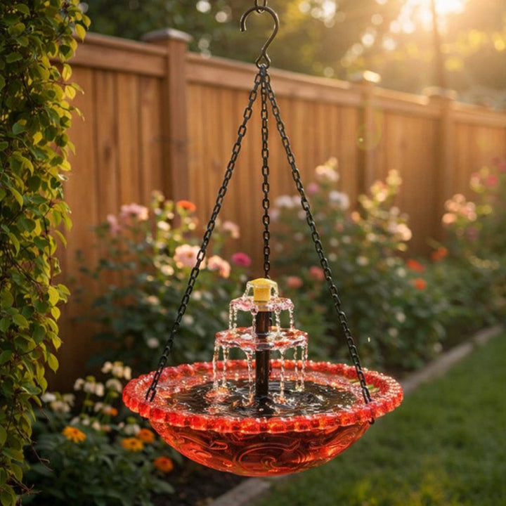 Solar Hanging Bird Bath Fountain – Backyard Sanctuary for Hummingbirds - DHACTIVE 8