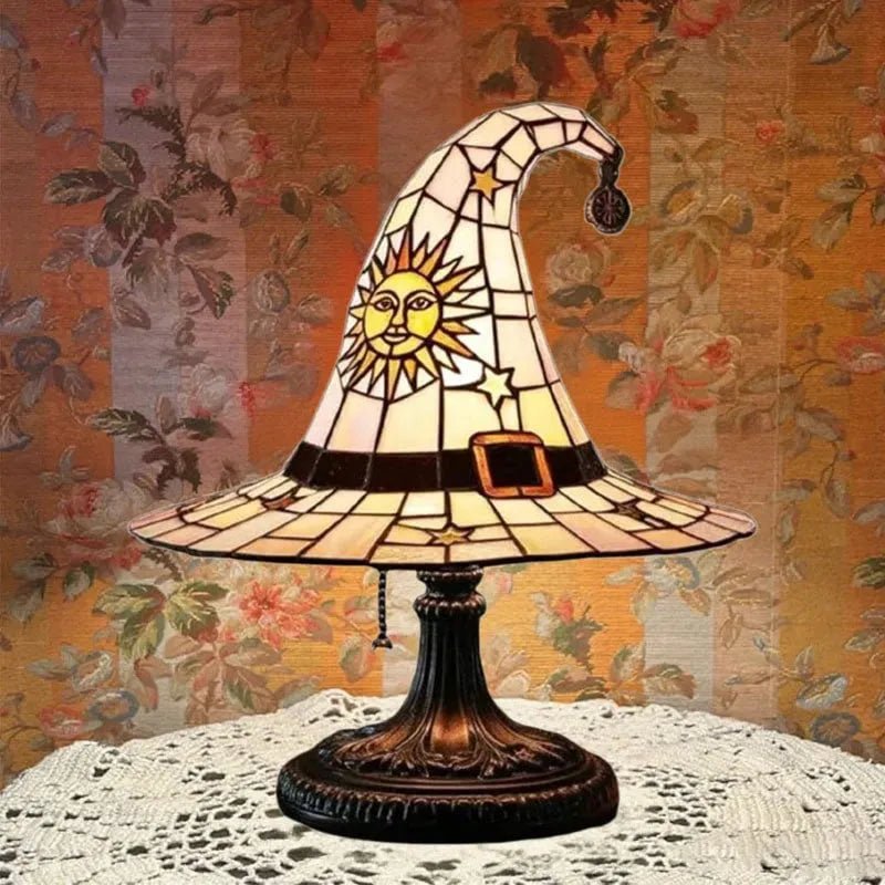 Vintage Witch Hat Stained-Glass Glow Ambient Night Light - DHACTIVE 7