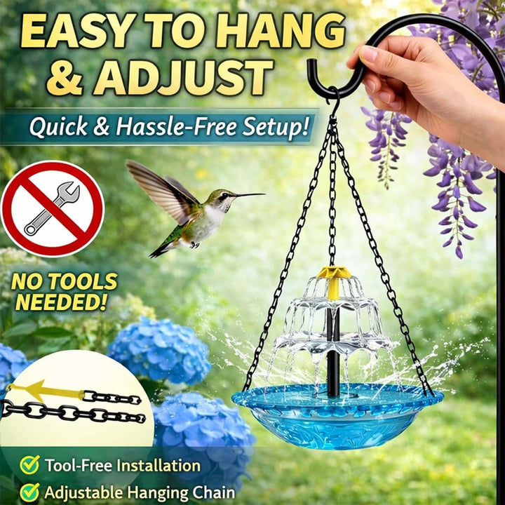 Solar Hanging Bird Bath Fountain – Backyard Sanctuary for Hummingbirds - DHACTIVE 2