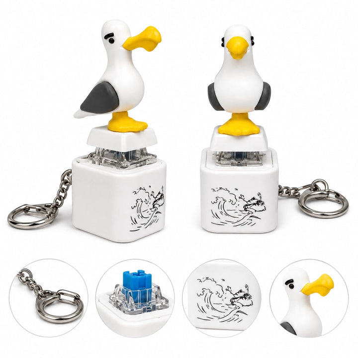 2-Piece Funny Seagull "MINE!" Keycap Keychain – Cute Mechanical Keyboard Fidget Toy, Value Set - DHACTIVE 8