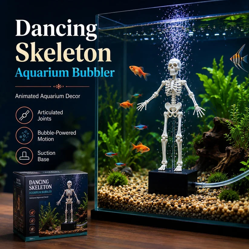 Skeleton Fish Tank Ornament with Bubbler – Playful Underwater Accent