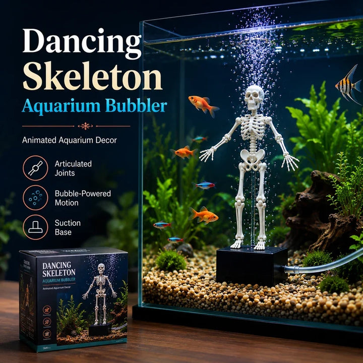 Skeleton Fish Tank Ornament with Bubbler – Playful Underwater Accent
