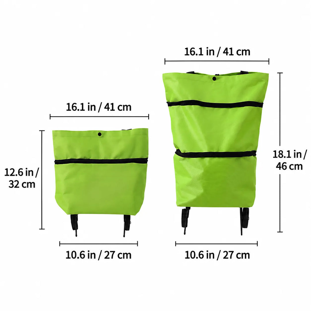 Foldable Rolling Grocery Bag Cart – Large Capacity Tote for Easy Shopping Trips