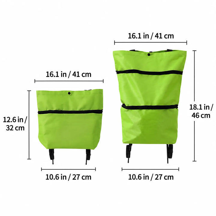 Foldable Rolling Grocery Bag Cart – Large Capacity Tote for Easy Shopping Trips