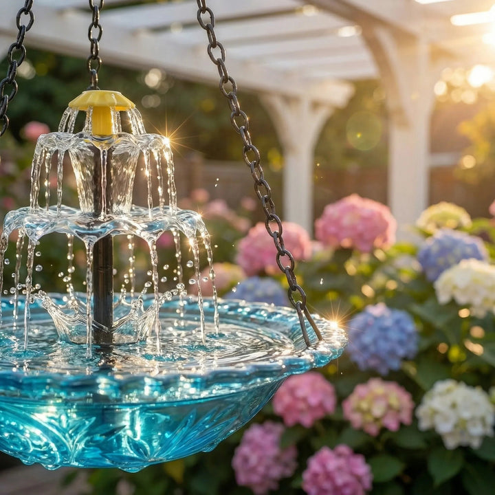 Solar Hanging Bird Bath Fountain – Backyard Sanctuary for Hummingbirds - DHACTIVE 3