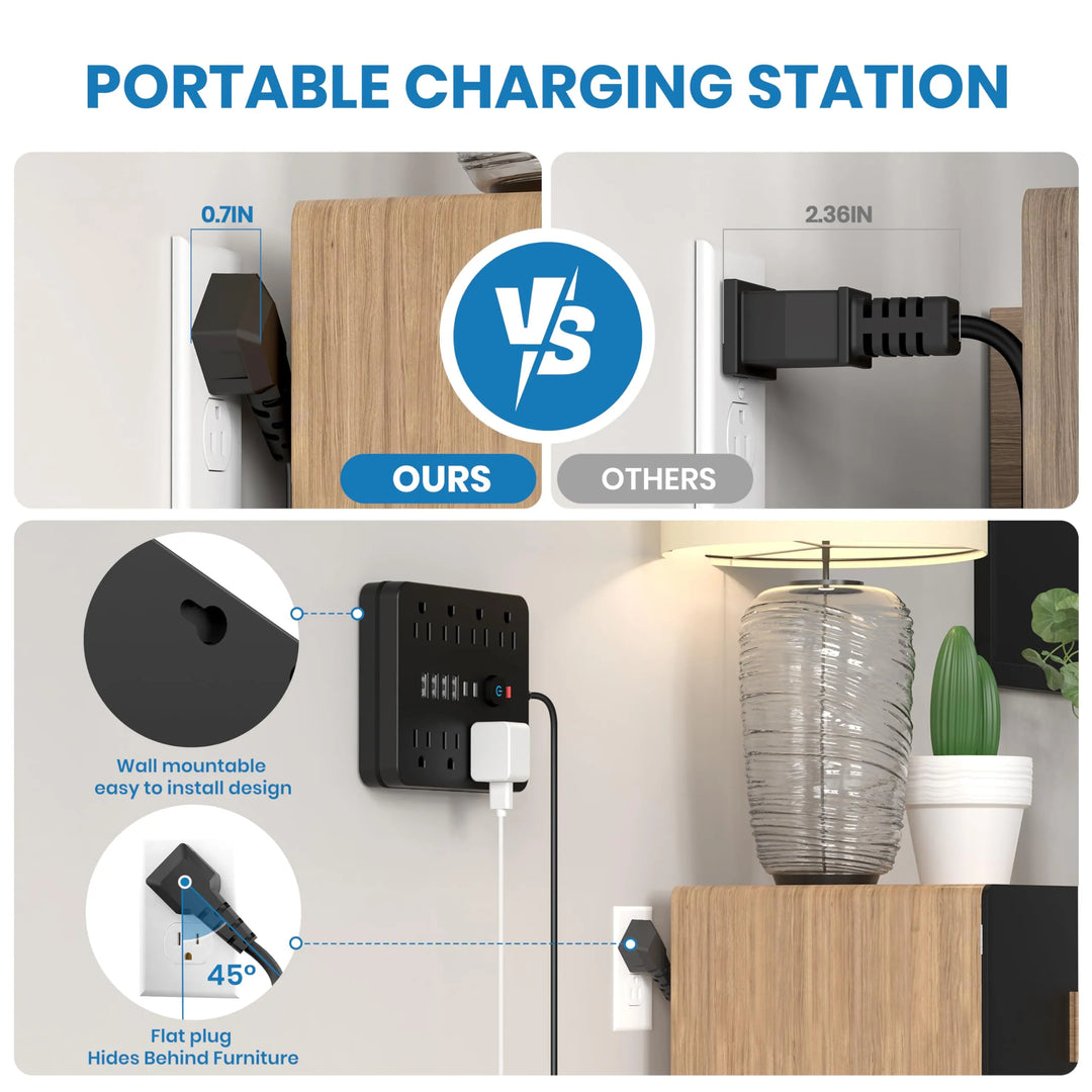 16-Outlet Cube Power Strip, USB-C, US Plug, No Block - DHACTIVE 4