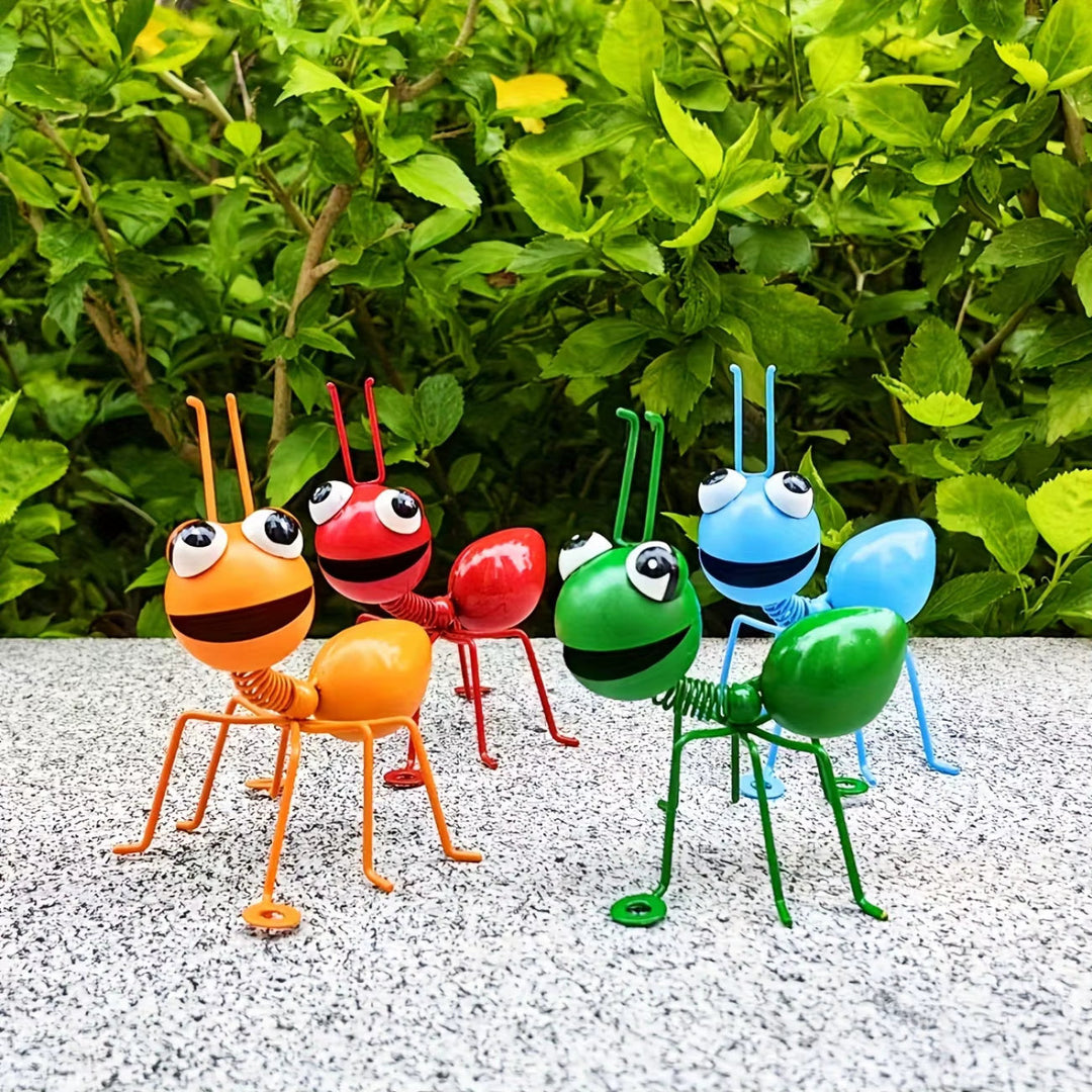 4Pcs Dancing Ant Garden Decor – Bouncy Metal Yard Art - DHACTIVE