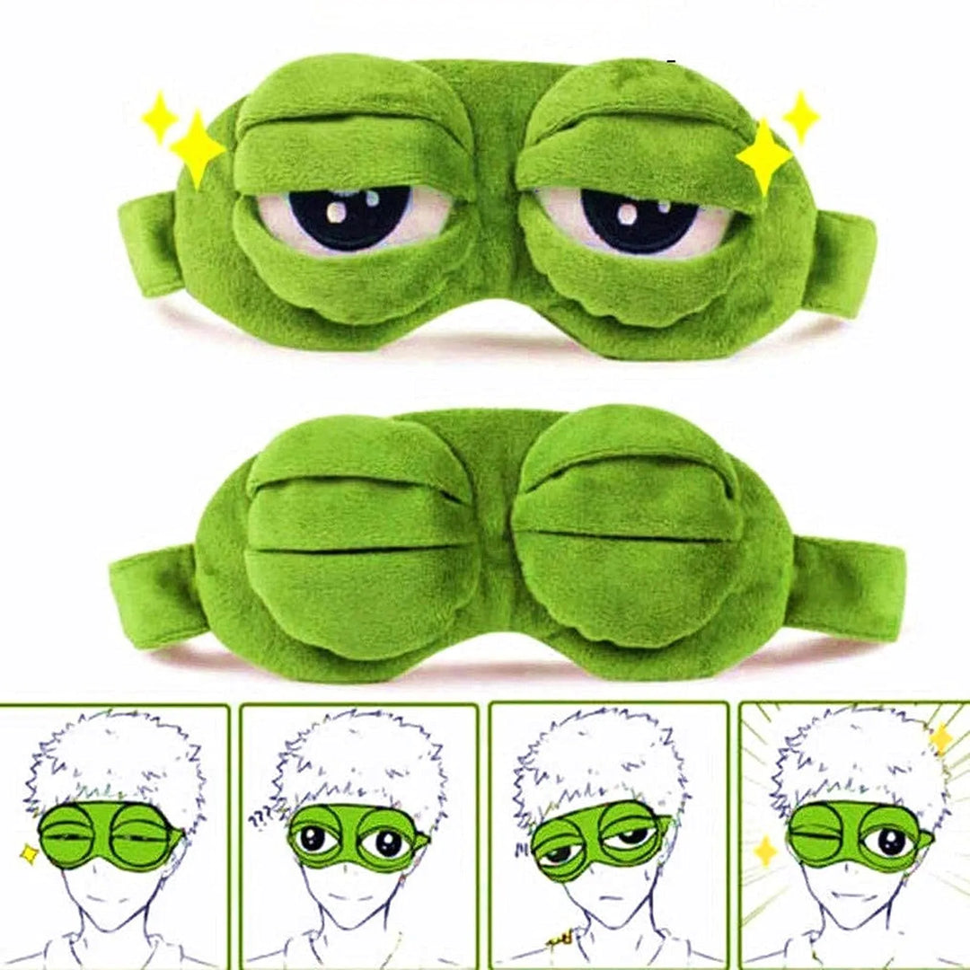 2-Piece Funny Frog Sleep Eye Mask – 100% Total Blackout Plush Blindfold, Value Set - DHACTIVE 5