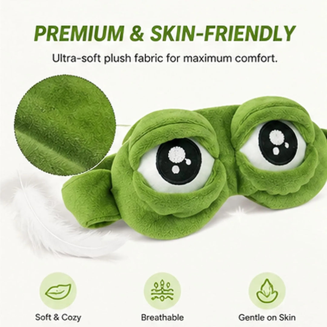2-Piece Funny Frog Sleep Eye Mask – 100% Total Blackout Plush Blindfold, Value Set - DHACTIVE 3