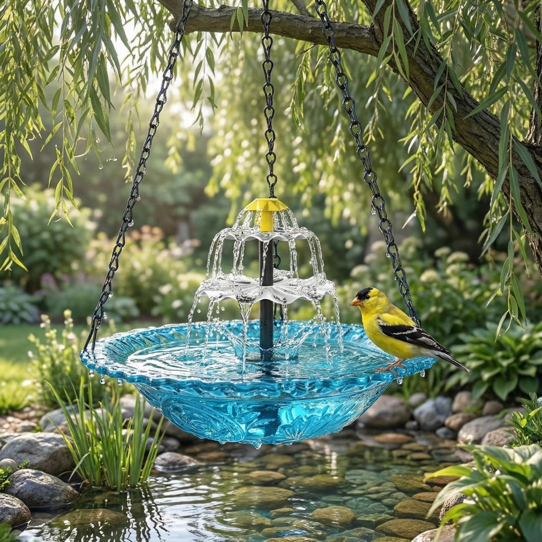 Solar Hanging Bird Bath Fountain – Backyard Sanctuary for Hummingbirds - DHACTIVE 5