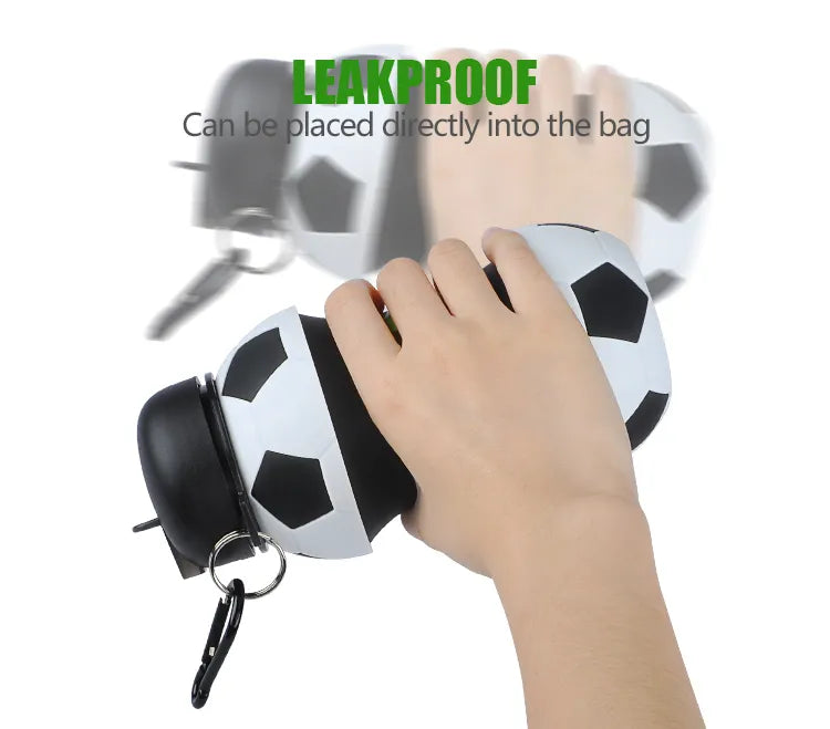 550ml Collapsible Football Water Bottle – Portable Silicone Sporty Foldable Drinkware - DHACTIVE 2