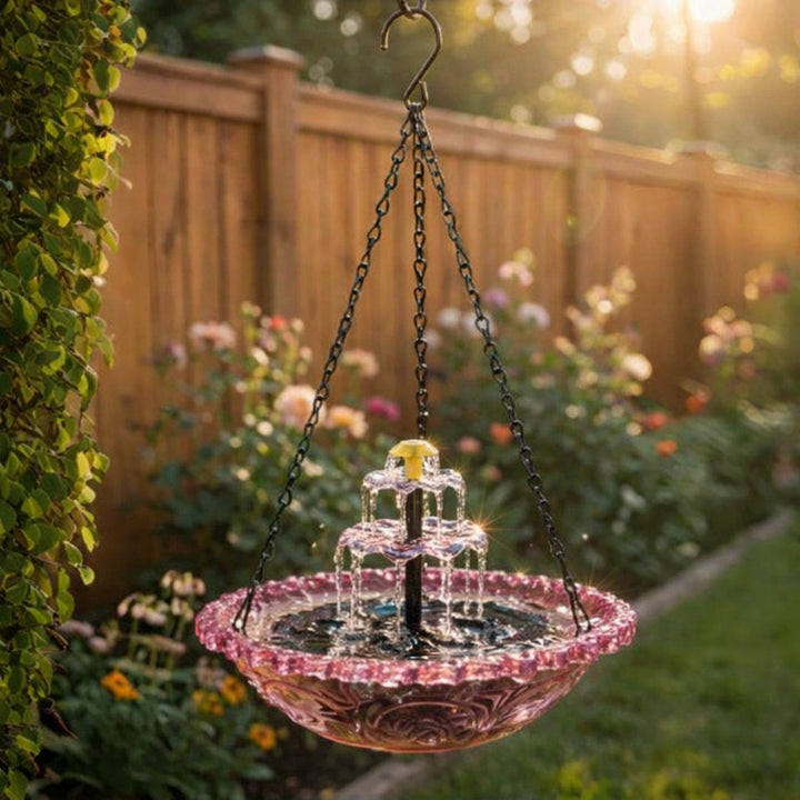Solar Hanging Bird Bath Fountain – Backyard Sanctuary for Hummingbirds - DHACTIVE 6