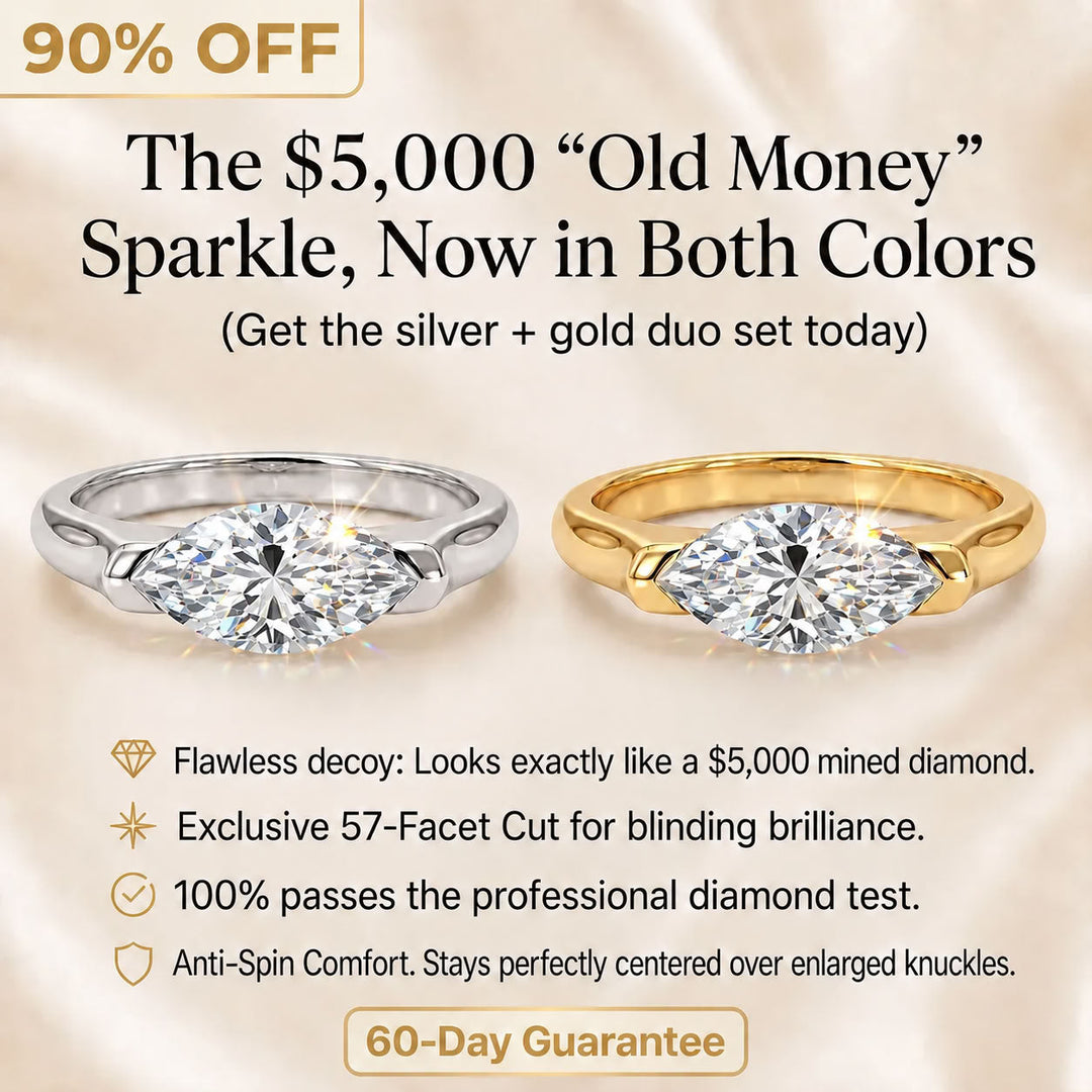 🔥 LAST DAY 90% OFF:  Anti-Spin VVS1 Flawless Moissanite East-to-West Marquise Ring in 14K Gold