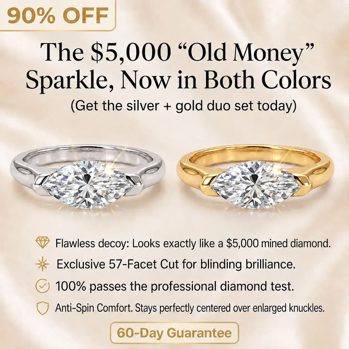 🔥 LAST DAY 90% OFF:  Anti-Spin VVS1 Flawless Moissanite East-to-West Marquise Ring in 14K Gold