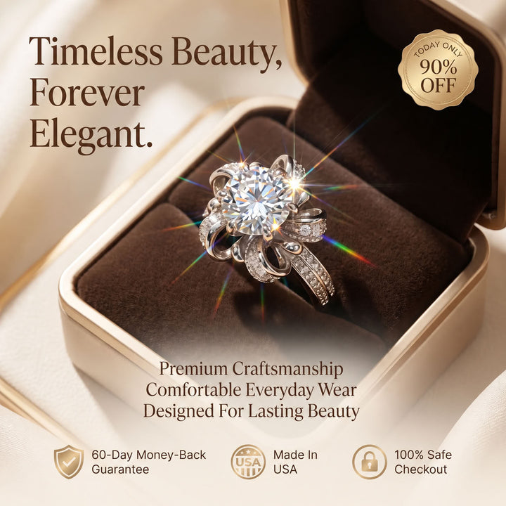 Blooming Brilliance Floral Ring – Sparkling Center Stone Statement Ring for Women