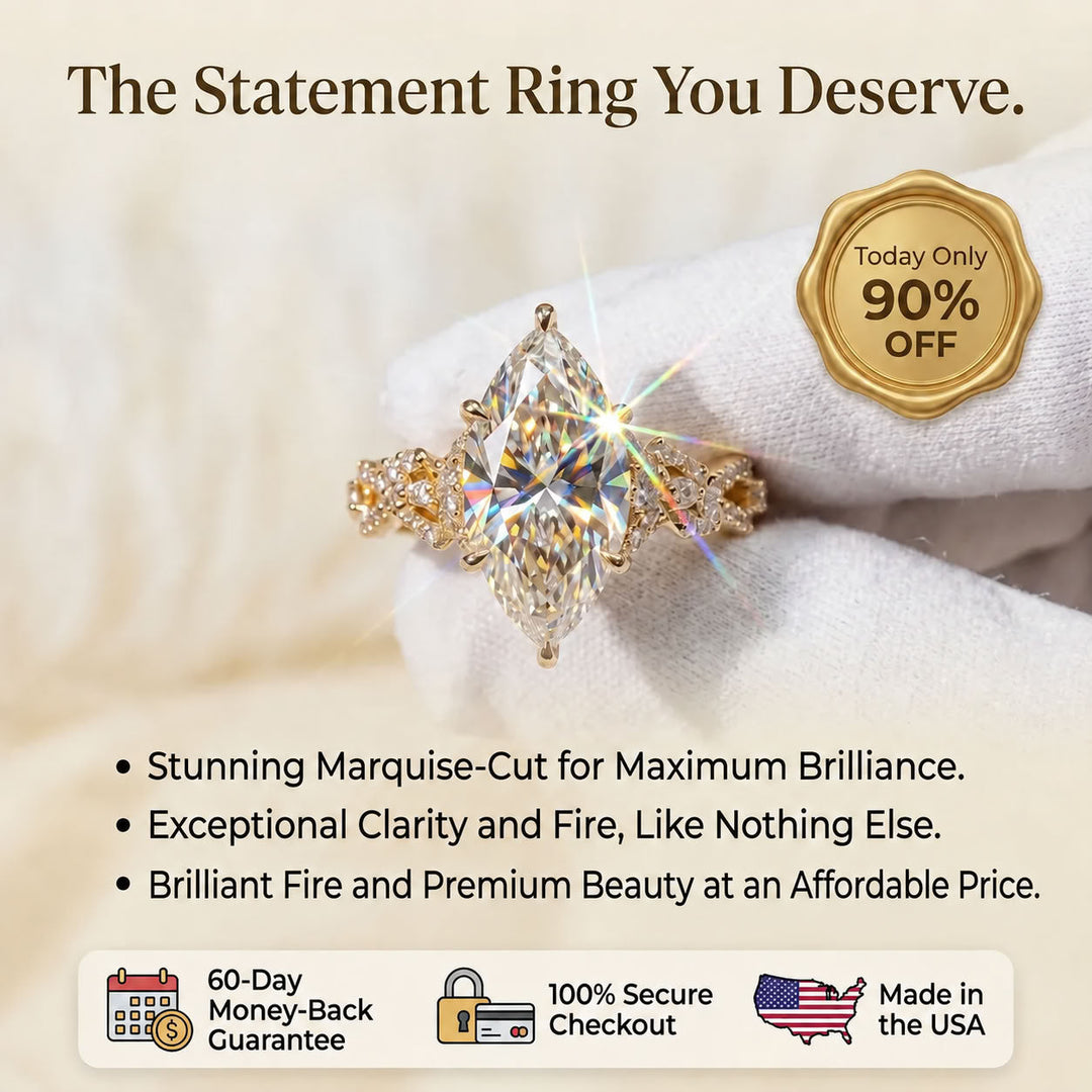 The Twisted Band Marquise Premium Moissanite Ring | 90% OFF Limited Time, Last Day!🔥