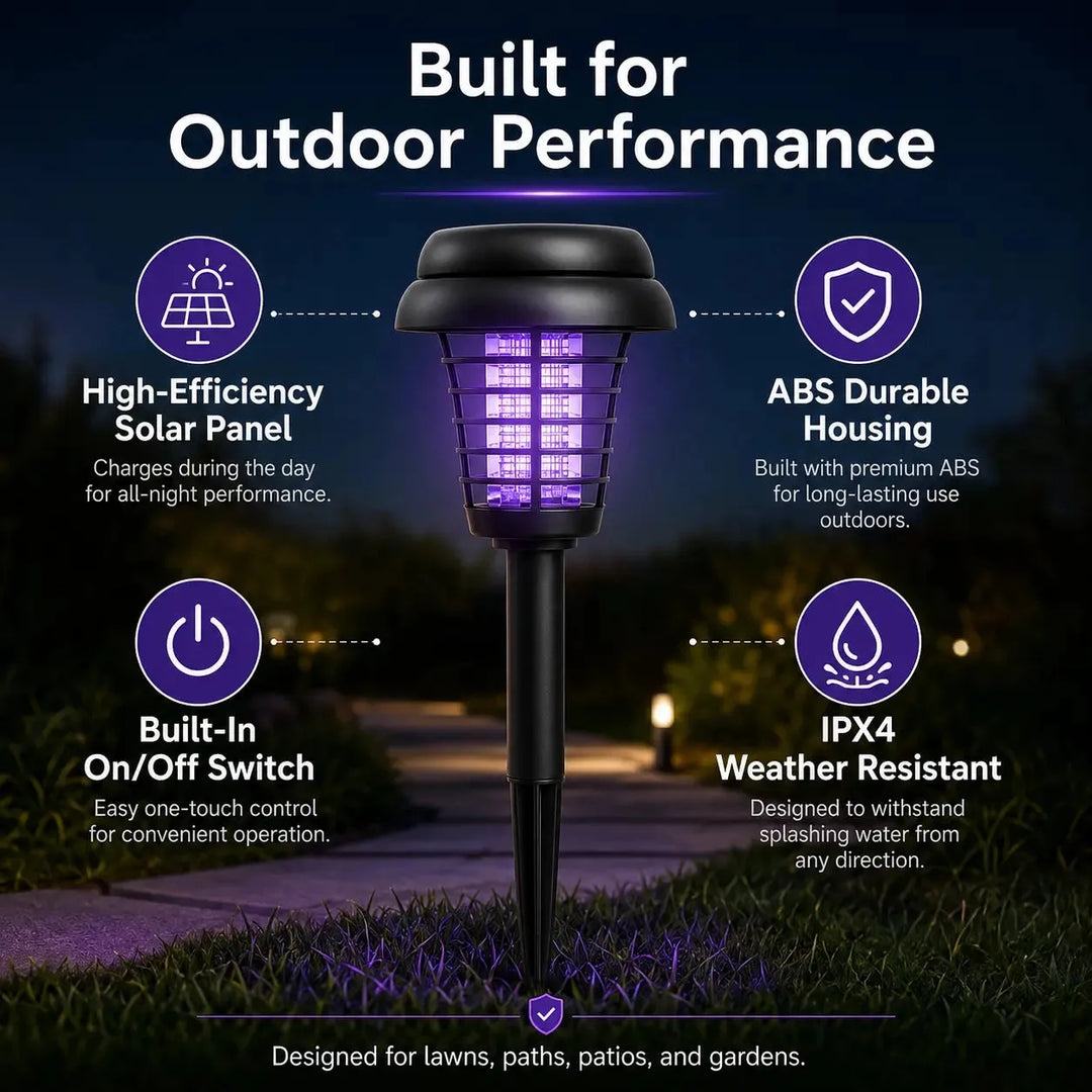 [2-Pack] 2-in-1 Solar Bug Zapper &amp; Decorative Outdoor LED Garden Light - DHACTIVE 3