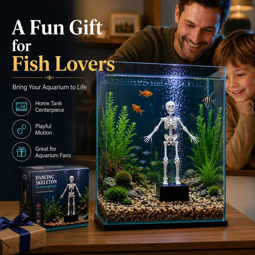 Skeleton Fish Tank Ornament with Bubbler – Playful Underwater Accent