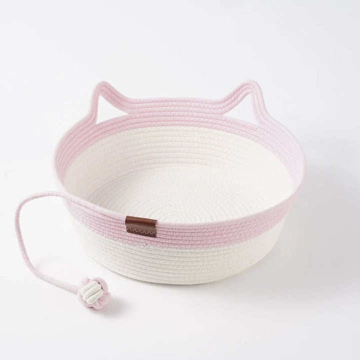 Handwoven Wicker Cat Basket – 2 Sizes, Toy &amp; Scratch‑Safe
