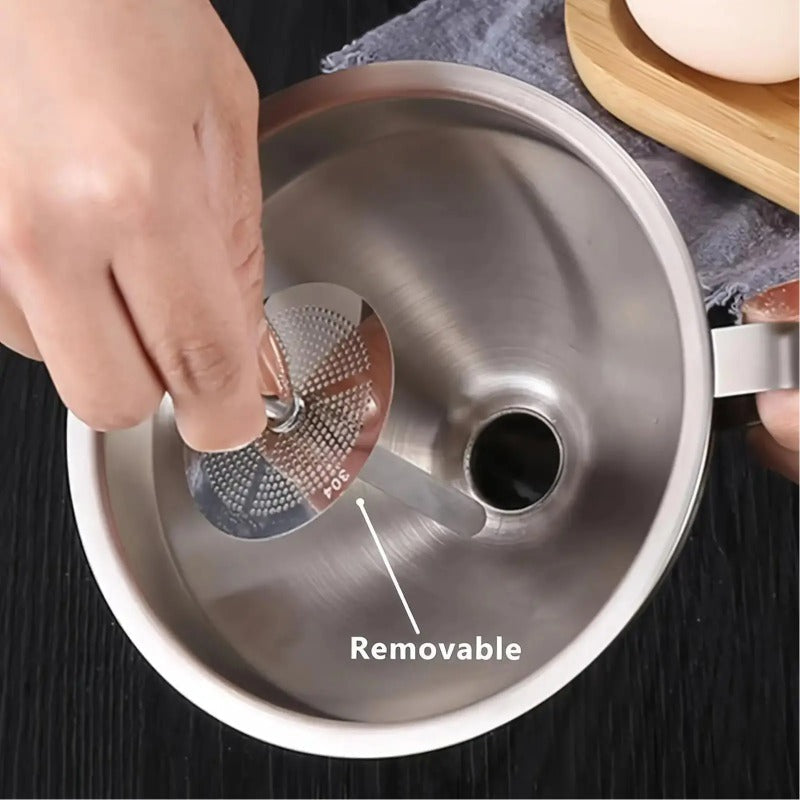304 Stainless Steel Funnel with Removable Fine-Mesh Strainer