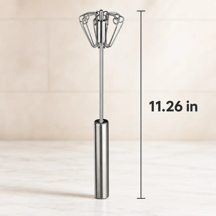 Stainless Steel Press-Spin Whisk — Whip Eggs Without the Effort