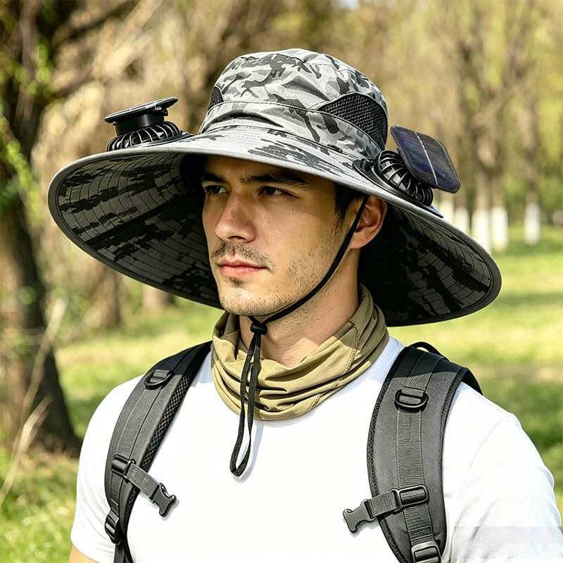 Solar Fan Wide-Brim Outdoor Hat