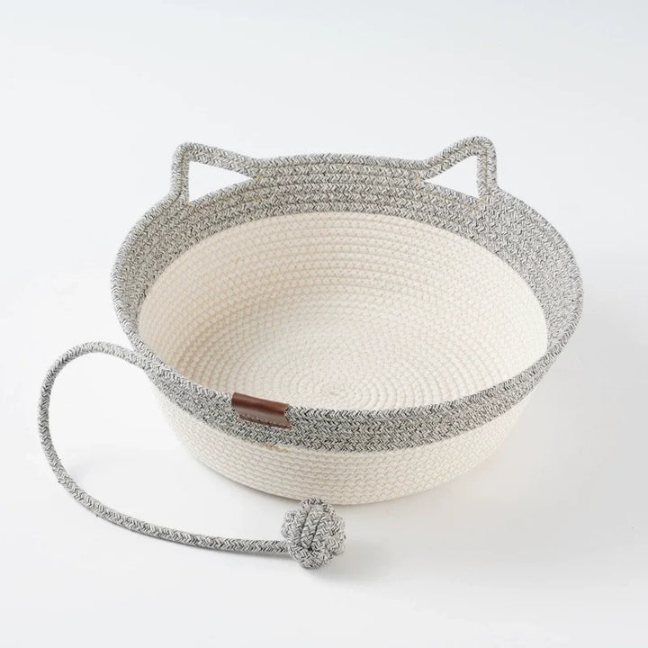 Handwoven Wicker Cat Basket – 2 Sizes, Toy &amp; Scratch‑Safe