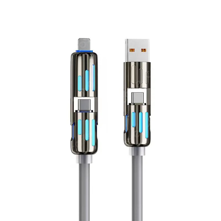 4-in-1 Charging Cable – 3 Lengths, 7 Colors, Tangle-Free