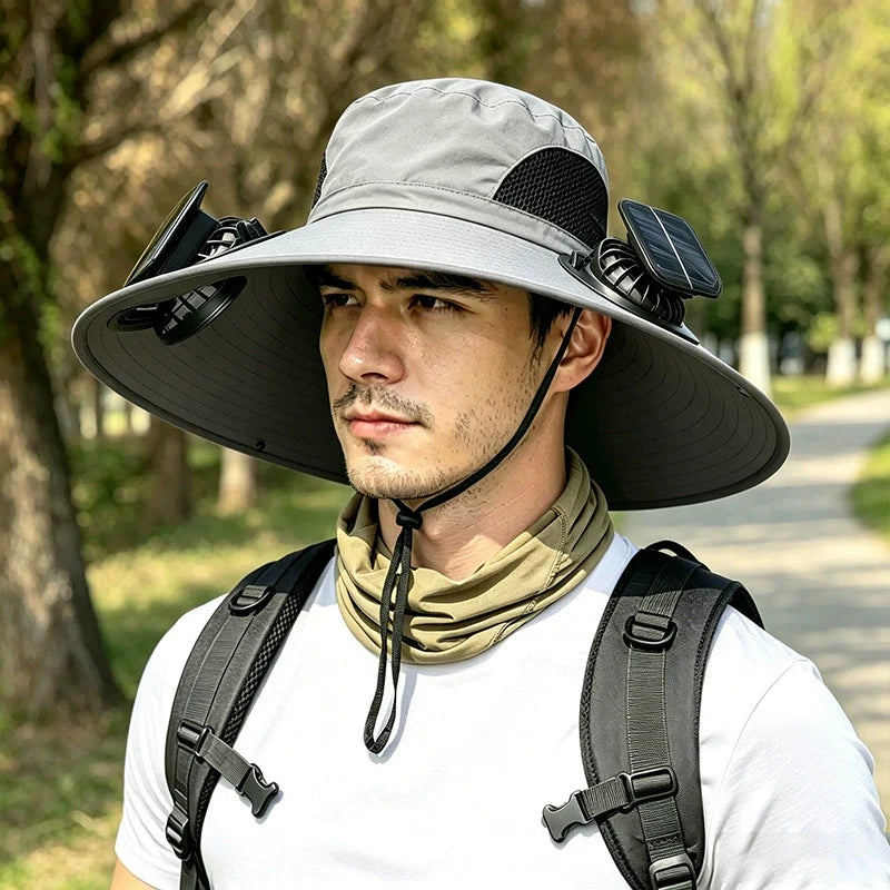 Solar Fan Wide-Brim Outdoor Hat