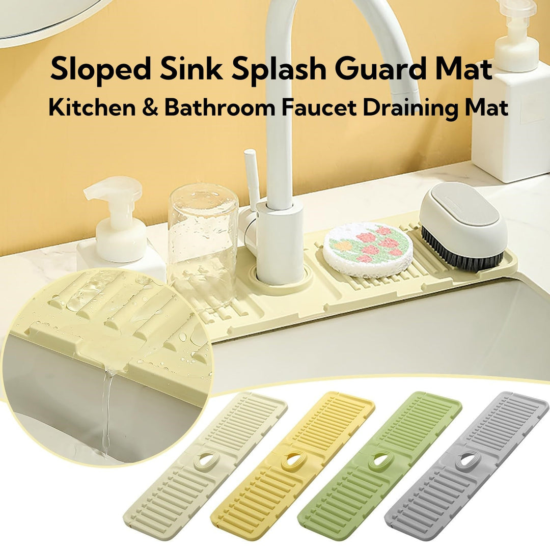 Sloped Sink Splash Guard Mat – Kitchen & Bathroom Faucet Draining Mat - DHACTIVE