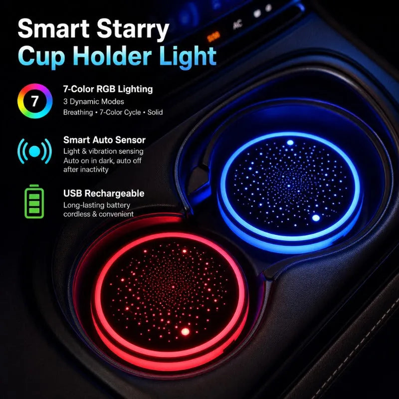 2PCS LED Car Cup Holder Coasters – Auto Sensor for Night Driving Safety - DHACTIVE
