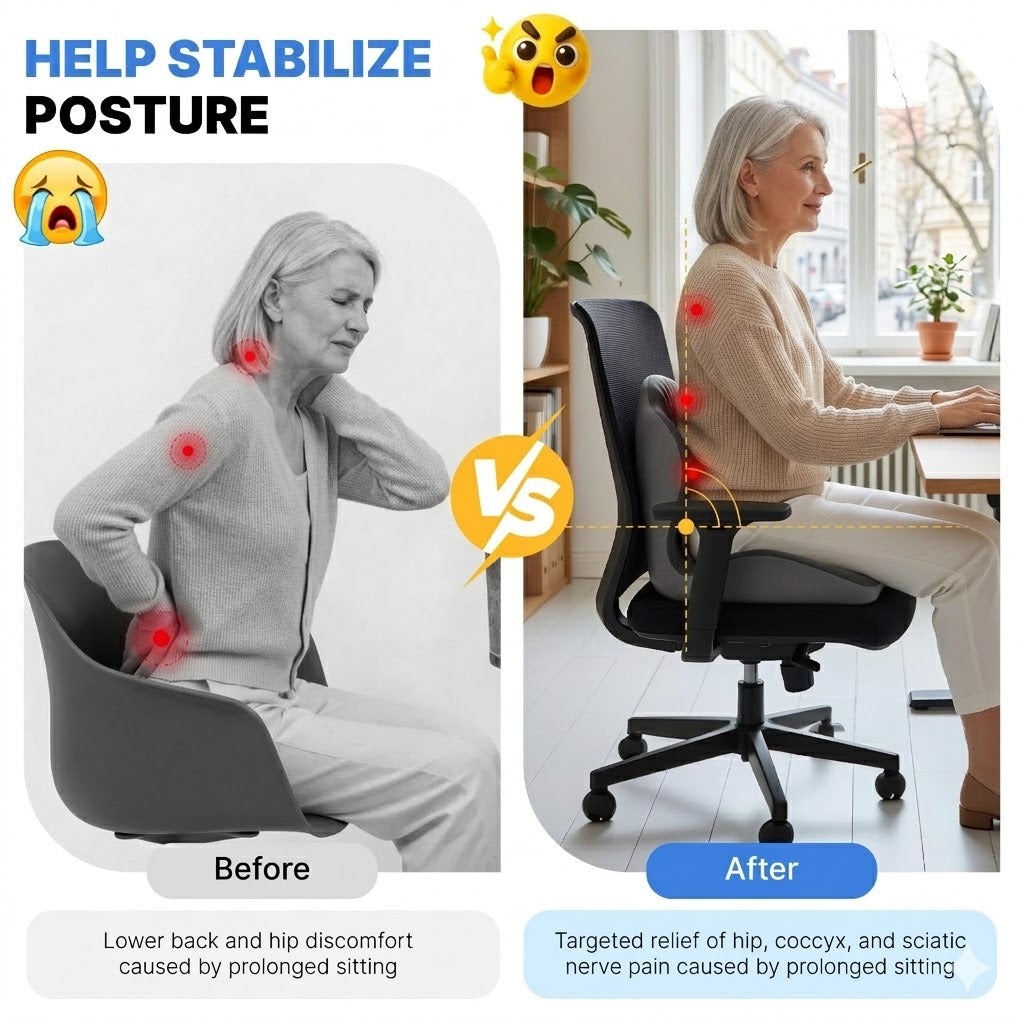 Velloraco Ergonomic Seat Cushion – All-Day Back &amp; Seat Support
