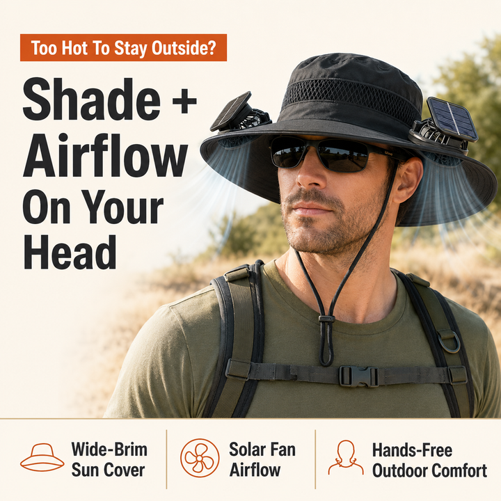 Solar Fan Wide-Brim Outdoor Hat