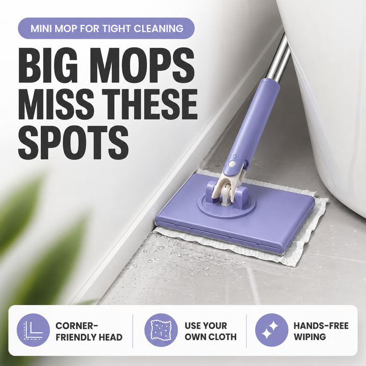 Mini Mop for Tight Spaces – Hands-Free Cloth Cleaning Tool