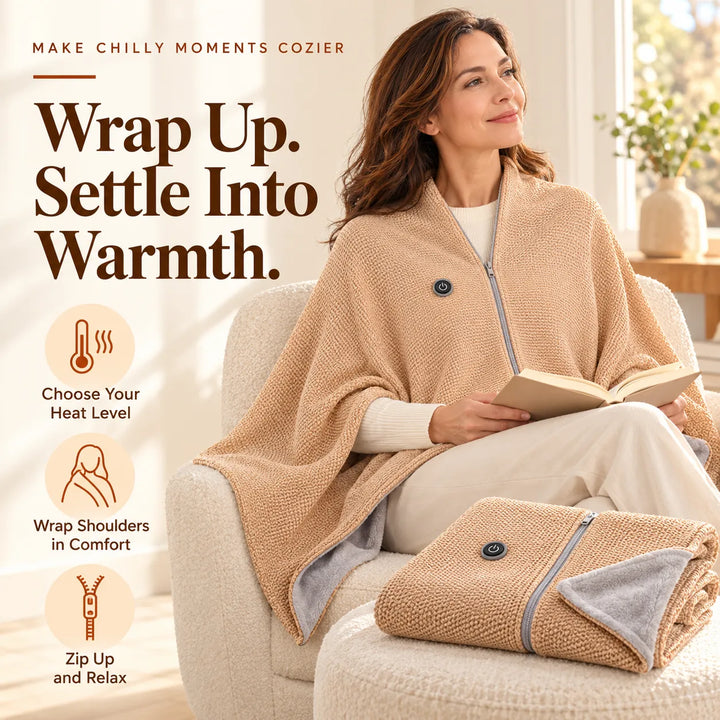 Heated Wearable Blanket with 3 Heat Settings – Hands-Free USB Warmth