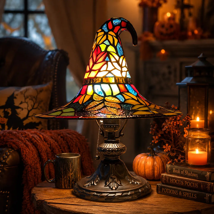 Vintage Witch Hat Stained-Glass Glow Ambient Night Light - DHACTIVE 2
