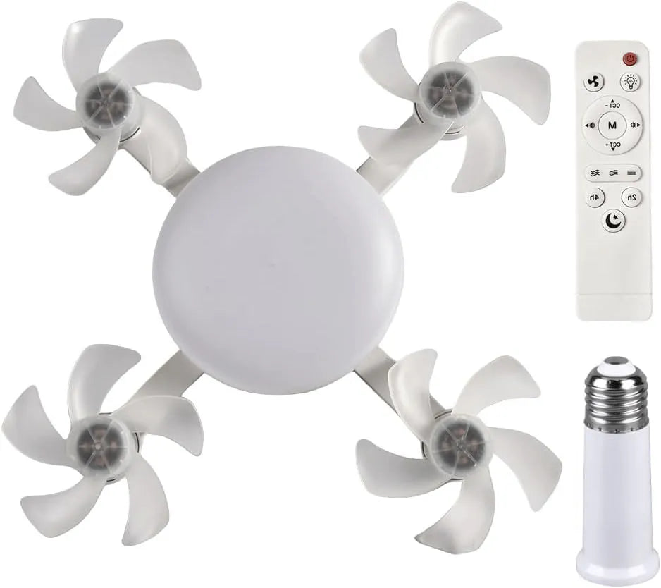Screw-In Socket Ceiling Fan with Remote &amp; Dimmable LED Light - DHACTIVE 7