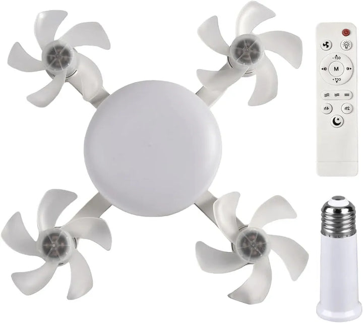Screw-In Socket Ceiling Fan with Remote &amp; Dimmable LED Light - DHACTIVE 7