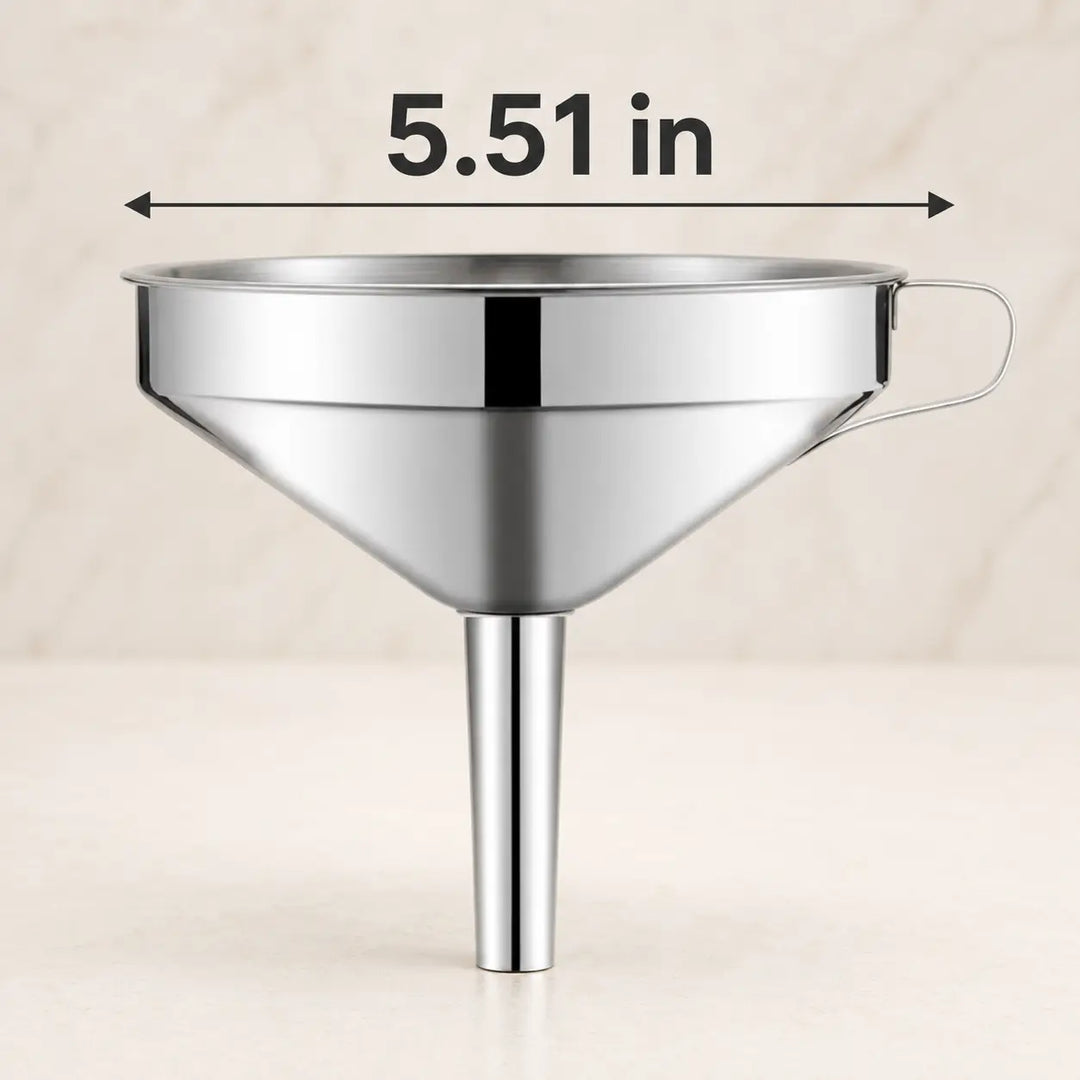 304 Stainless Steel Funnel with Removable Fine-Mesh Strainer