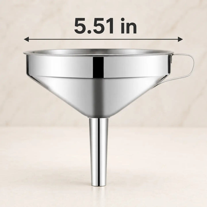 304 Stainless Steel Funnel with Removable Fine-Mesh Strainer