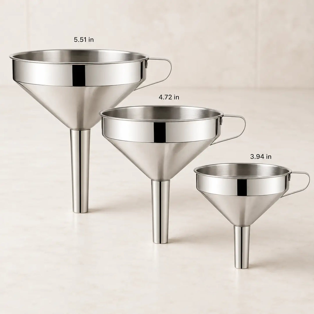 304 Stainless Steel Funnel with Removable Fine-Mesh Strainer