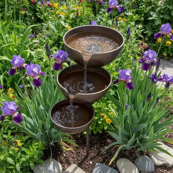 Metal Leaf Rain Catcher Bird Bath - Outdoor Garden Stakes - DHACTIVE 2