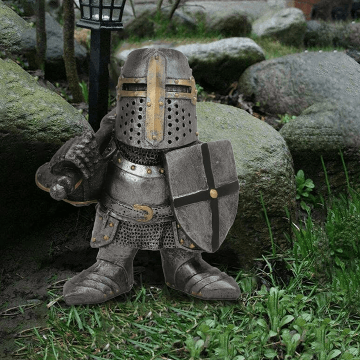 Medieval Knight Garden Gnome - Durable Crusader Statue for Yard &amp; Lawn Decor - DHACTIVE 5
