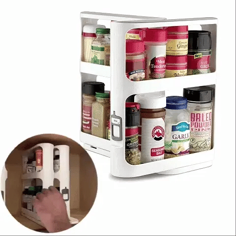 2-Tier Pull-Out &amp; Rotate Cabinet Organizer for Spices &amp; Meds - DHACTIVE
